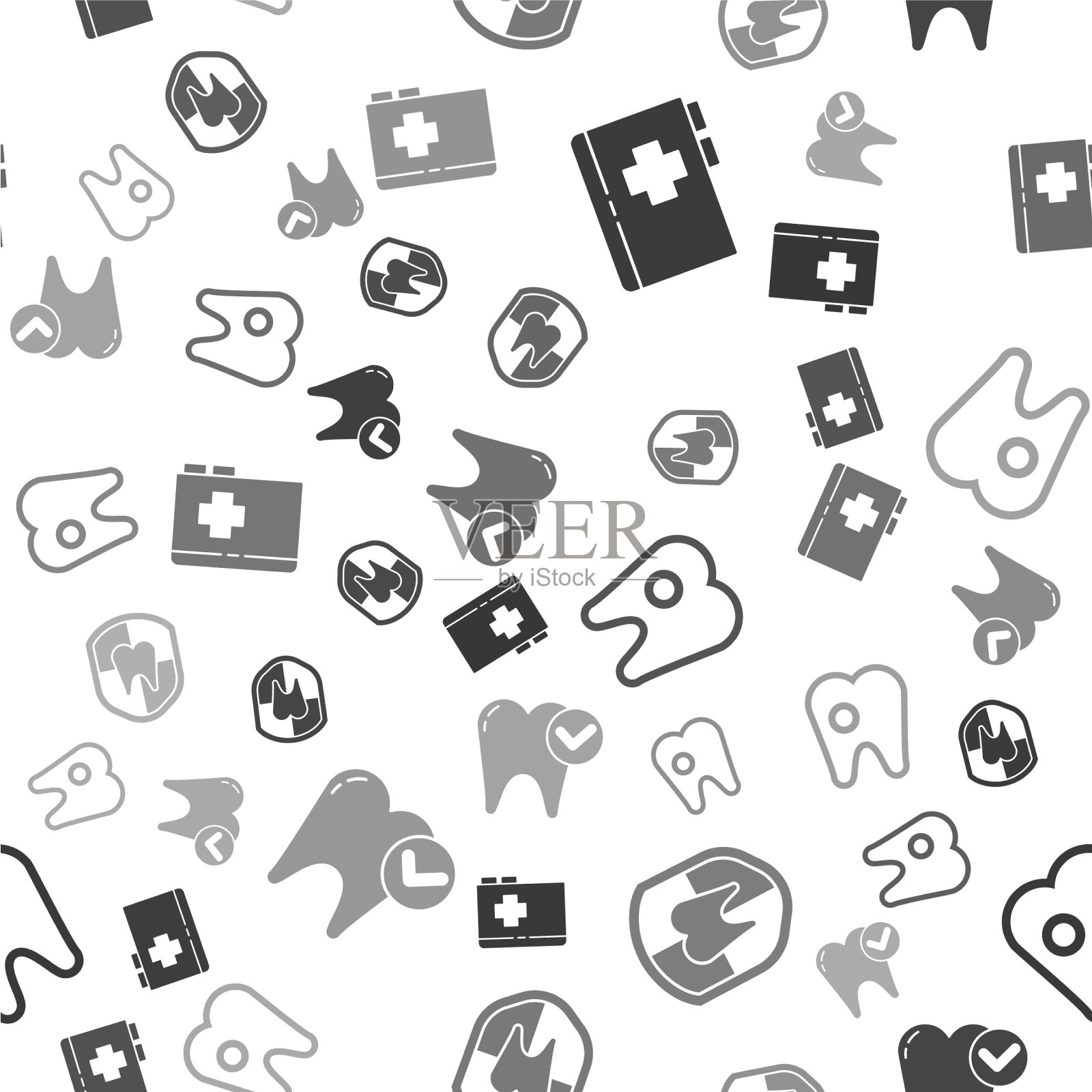 设置带有牙科保护卡的剪贴板图标素材