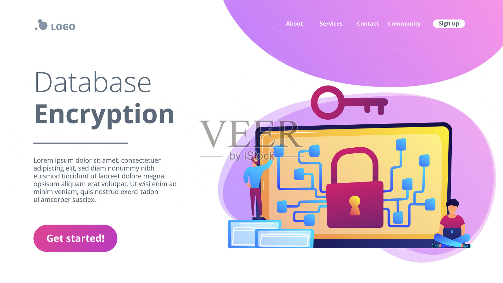 密码学和加密概念登陆页设计模板素材