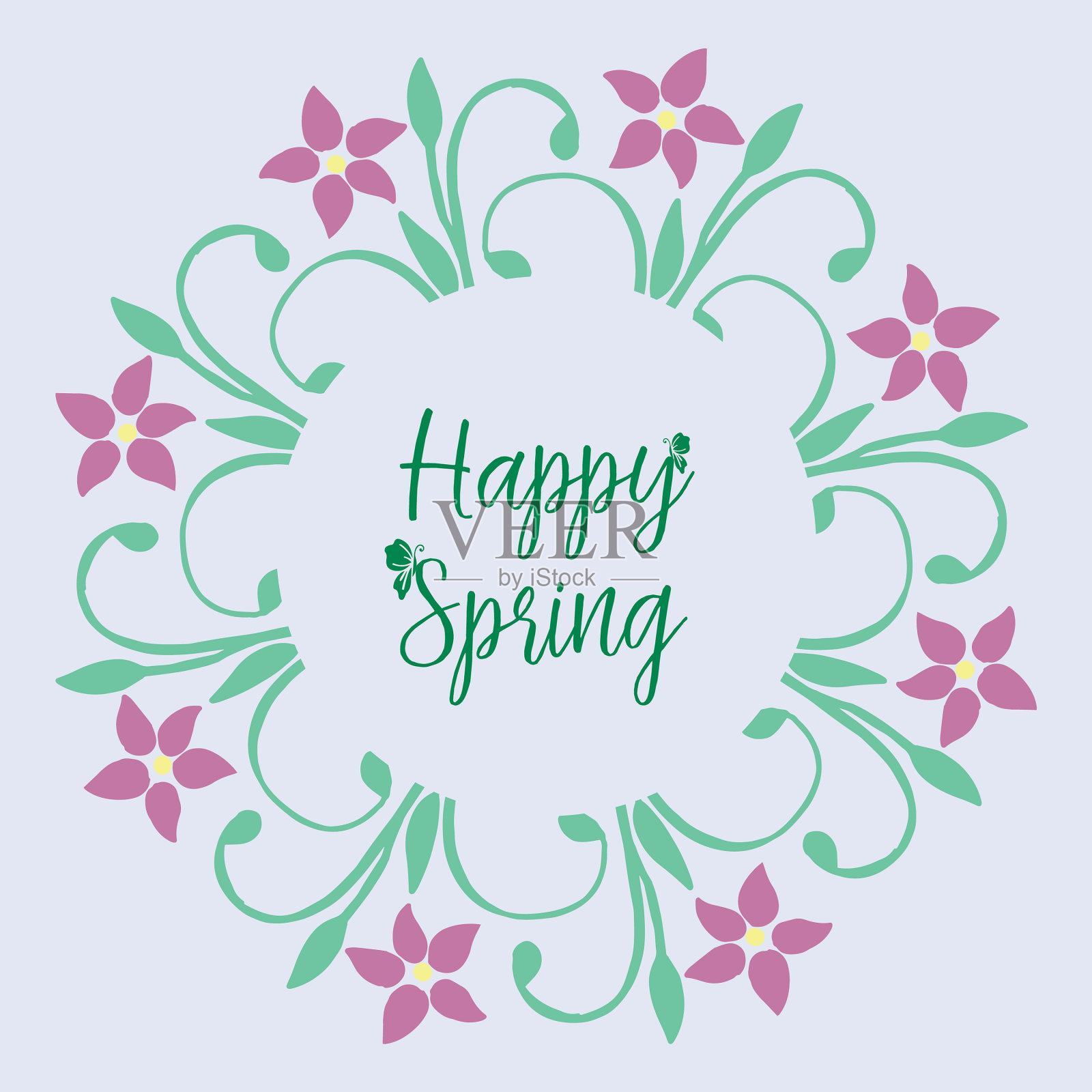 快乐春天的请帖设计插画图片素材