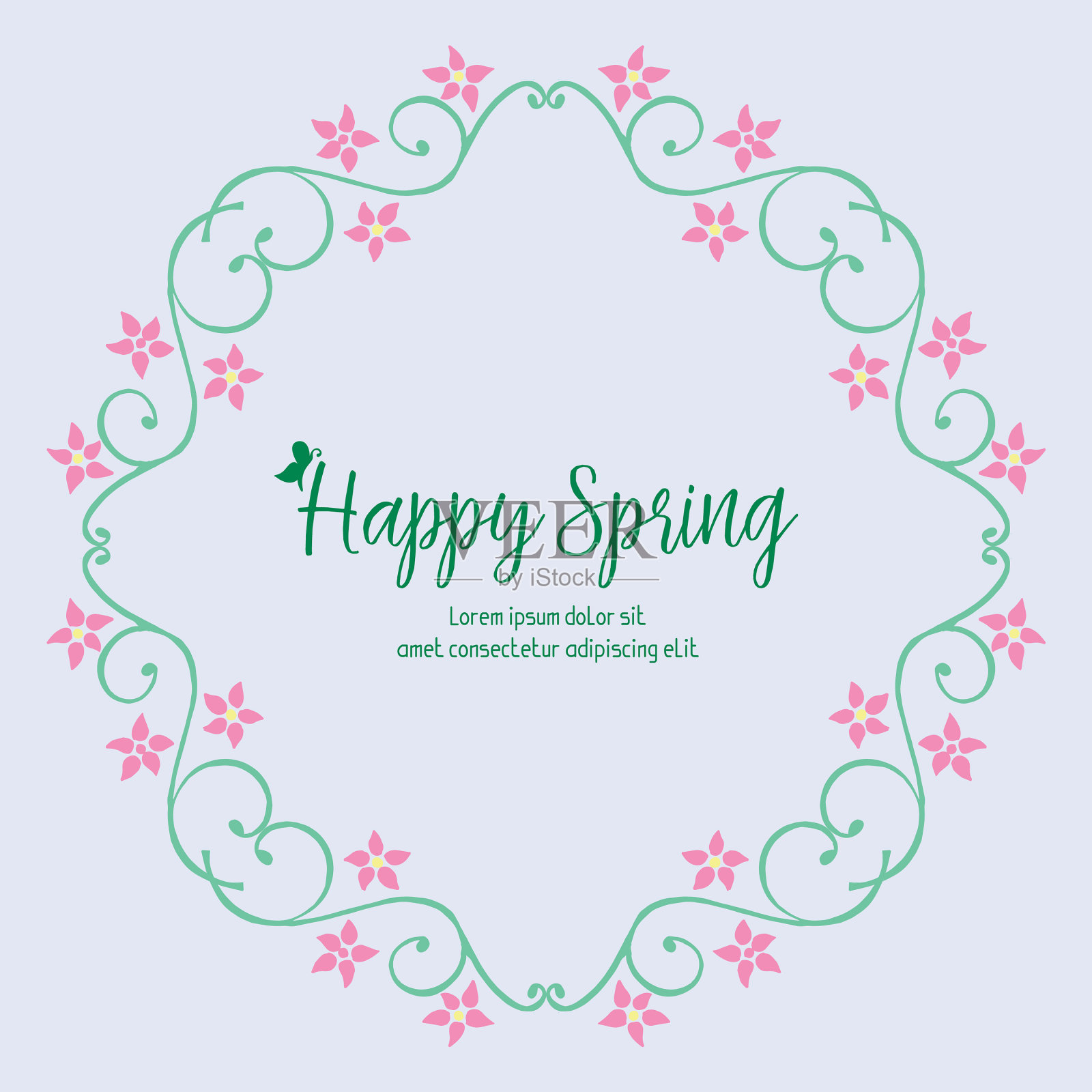 可爱快乐的春天海报模板设计插画图片素材