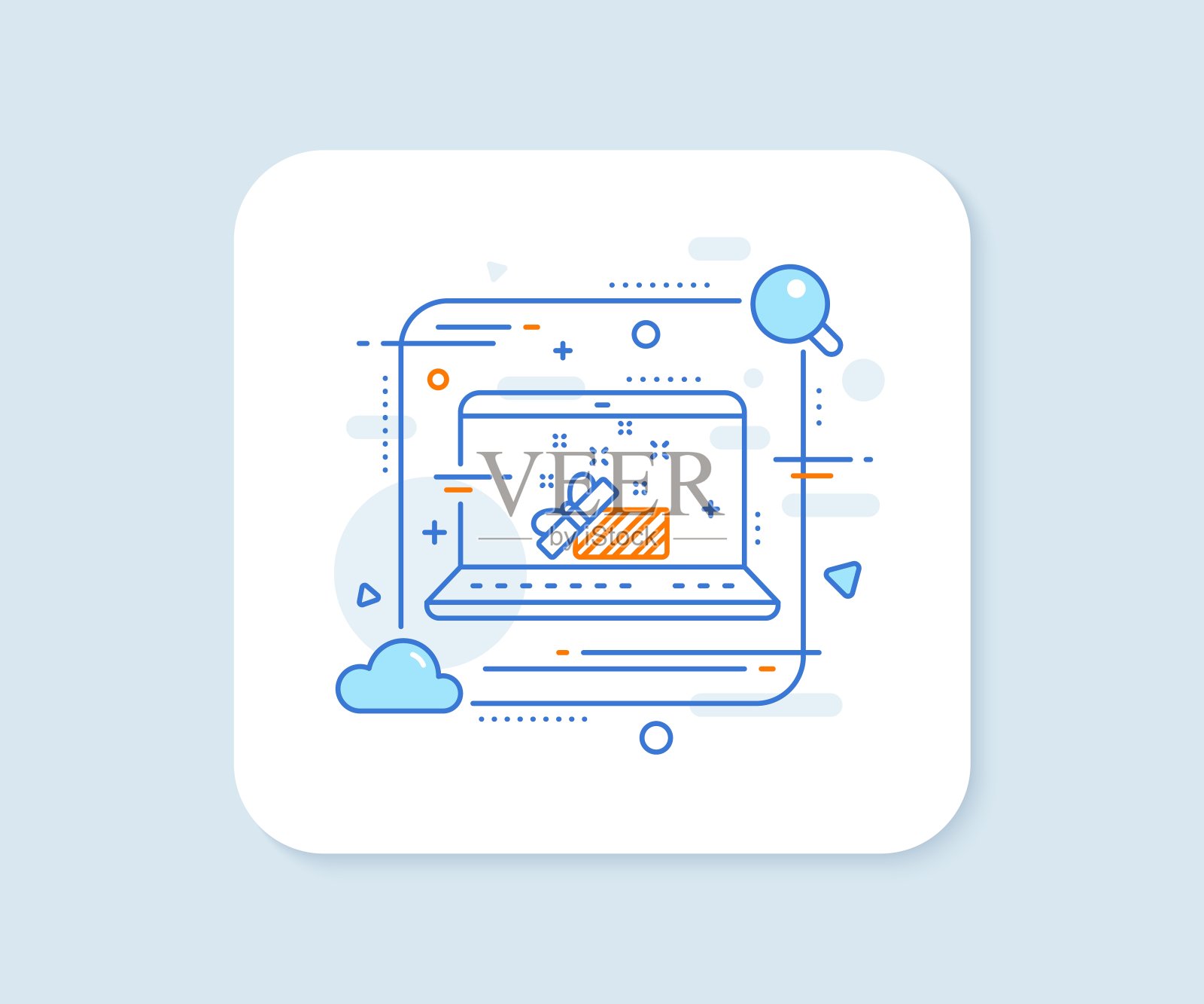 礼盒开线图标。圣诞节或新年礼物标志。向量图标素材