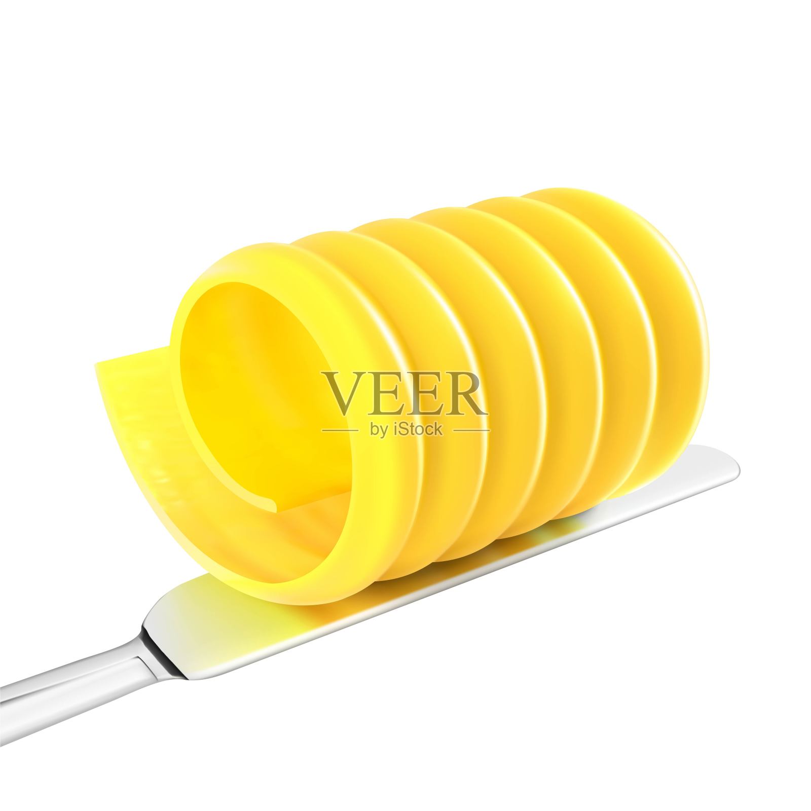 现实的近距离黄油卷刀。插画图片素材