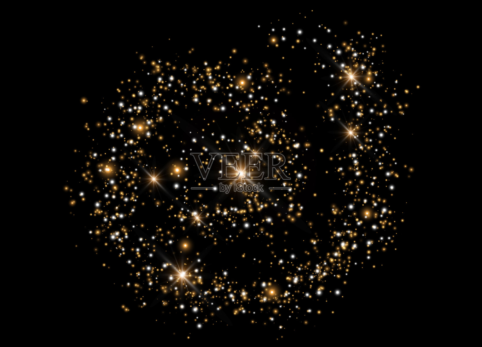 星光辉光效果。矢量闪耀在透明的背景上。圣诞节的抽象模式。闪闪发光的魔尘颗粒插画图片素材