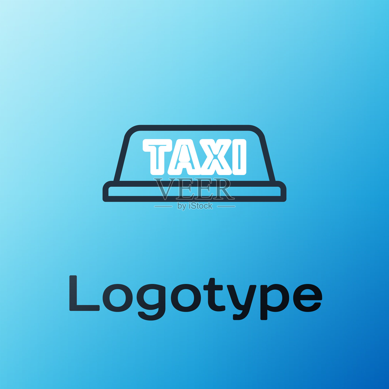 线出租车旋转孤立在蓝色图标素材