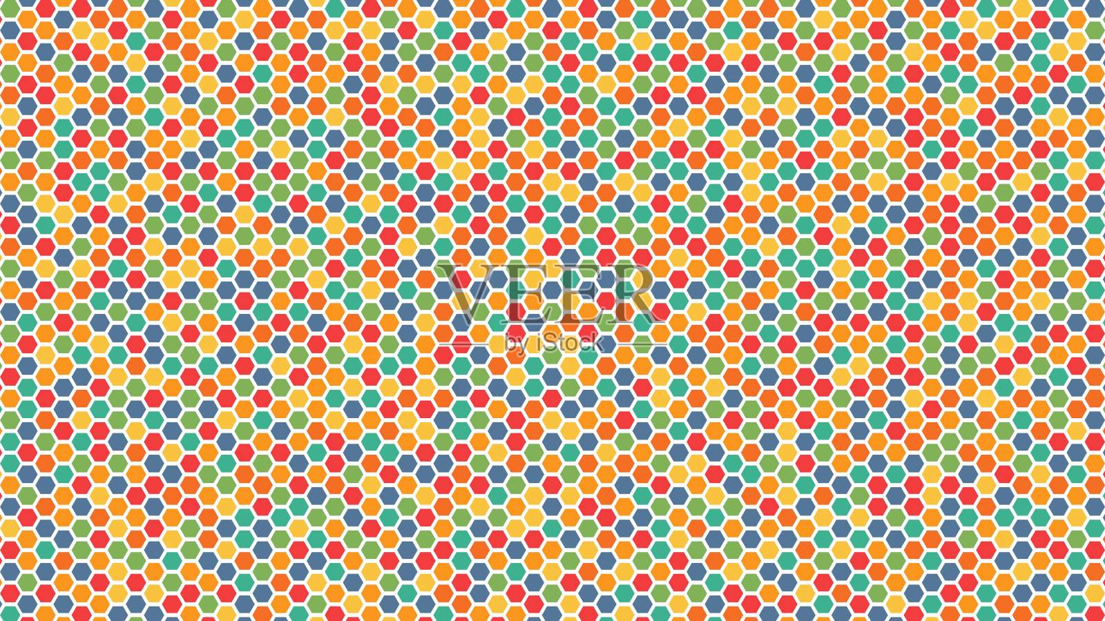 摘要彩色六角网无缝。纹理背景的图案蜂窝状插画图片素材