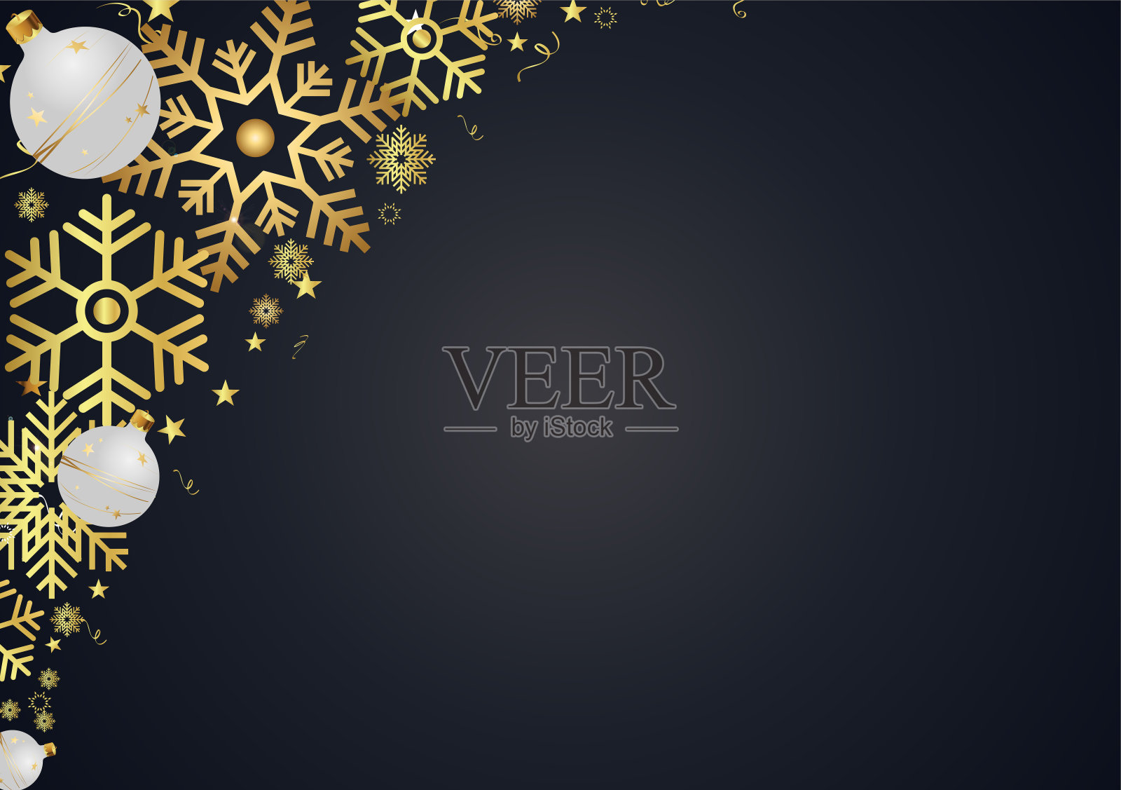 矢量插图的圣诞背景与圣诞球和星星为您的文本插画图片素材