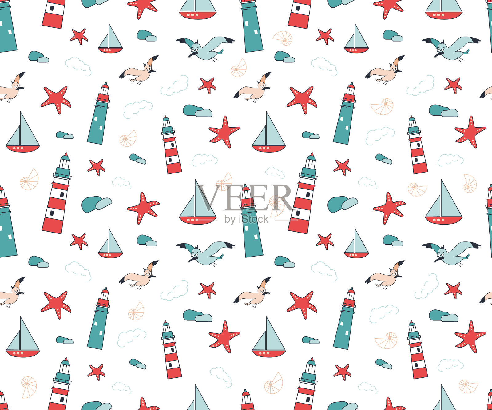 夏季海洋无缝模式插画图片素材