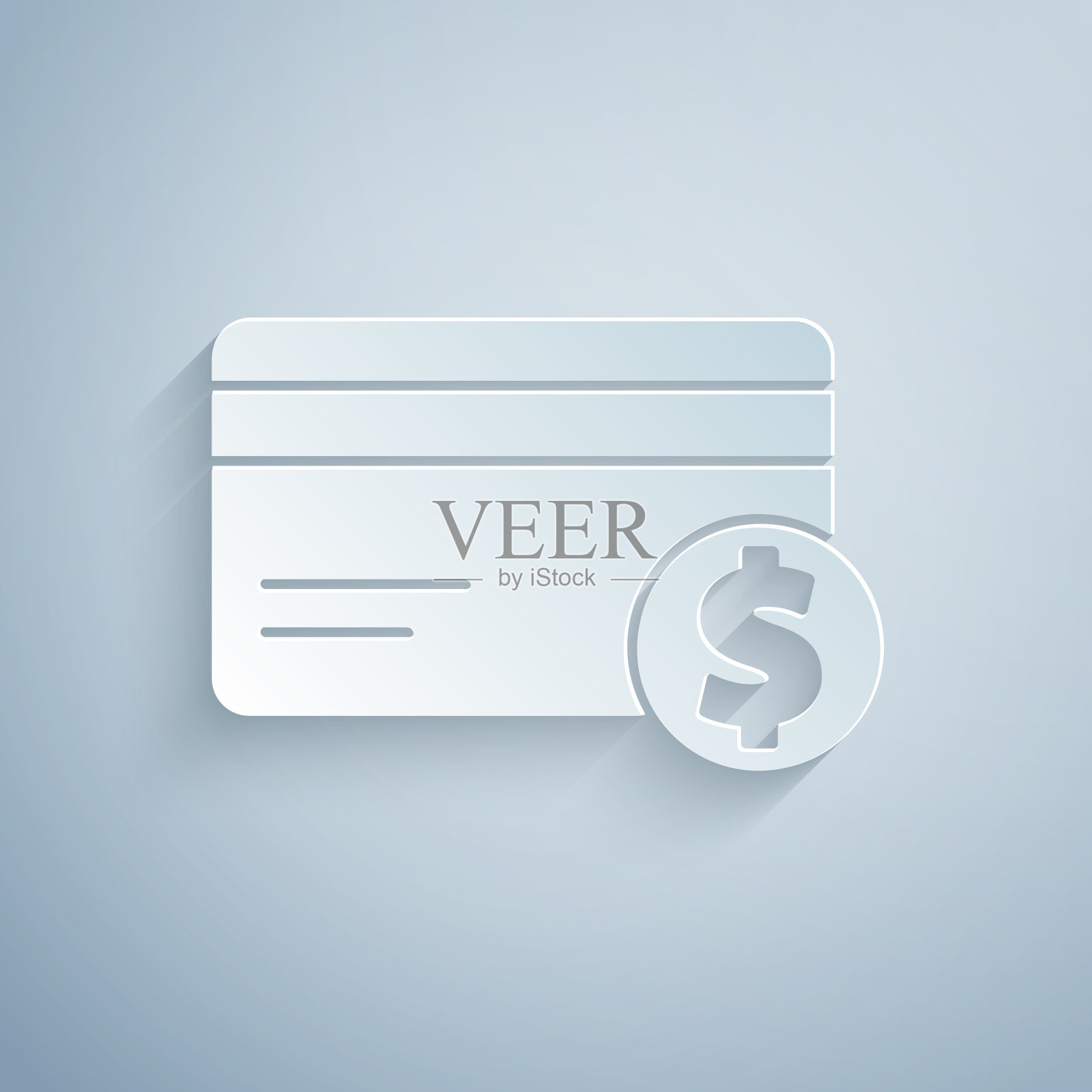 剪纸信用卡和美元符号图标插画图片素材