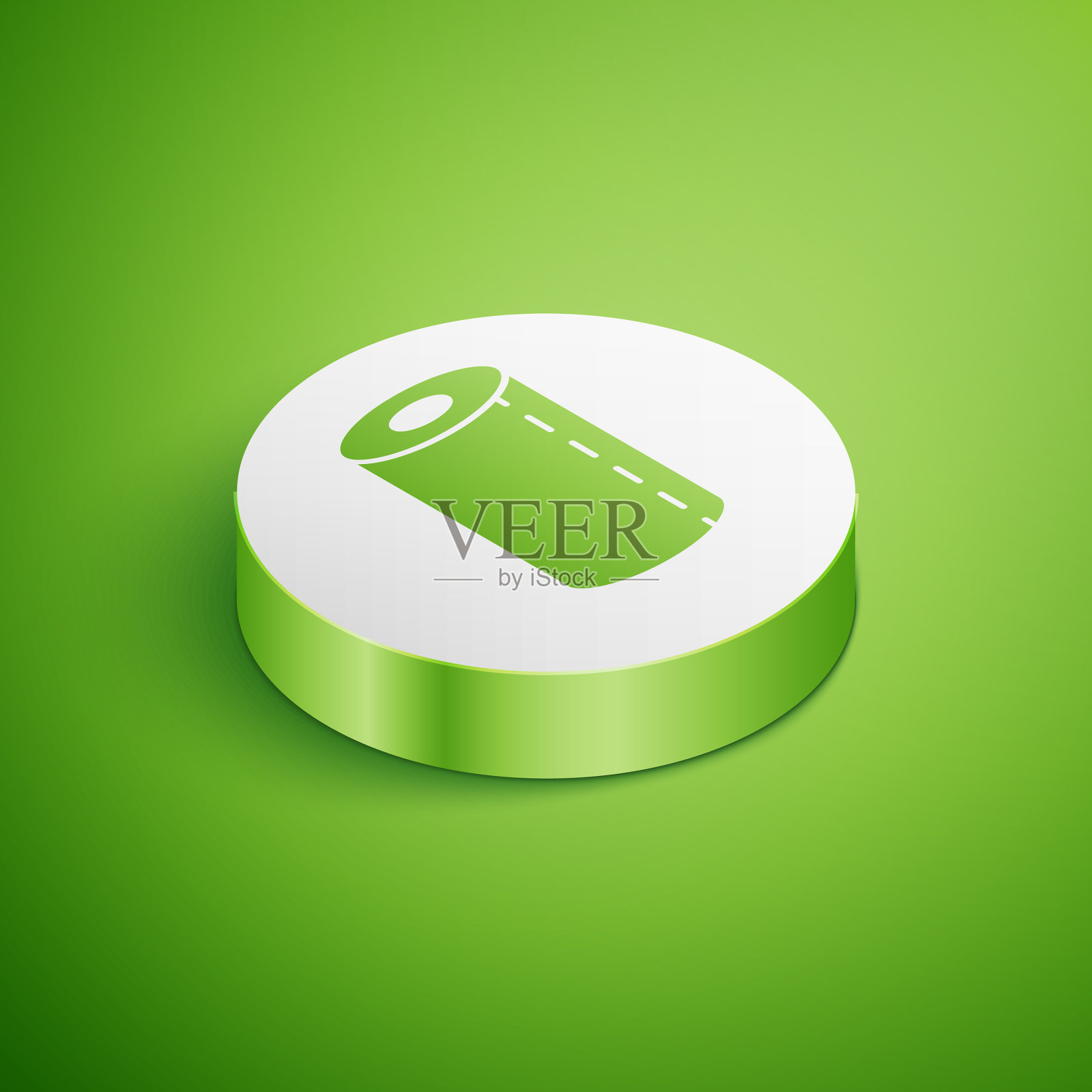 等距纸巾卷图标隔离在绿色插画图片素材