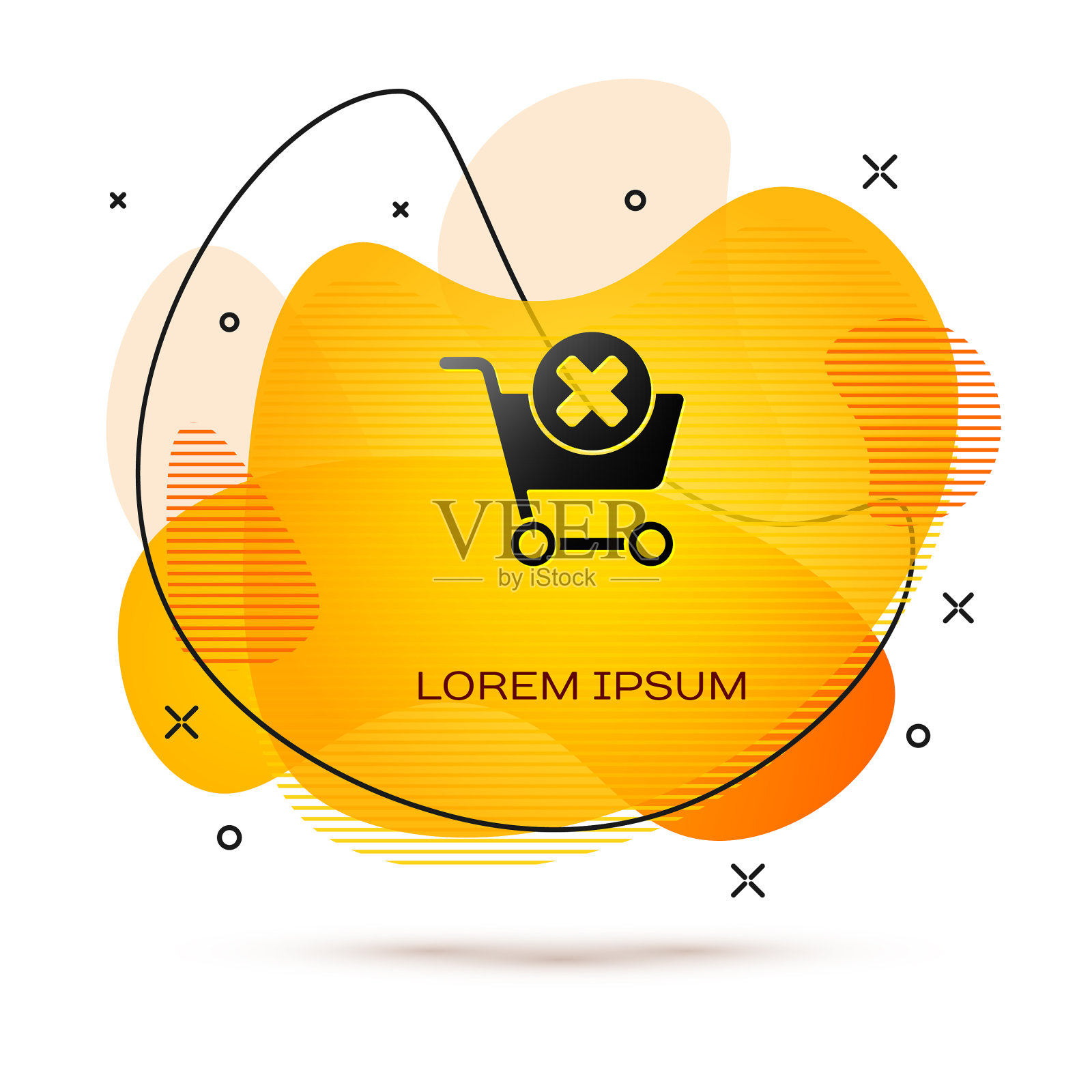 黑色删除购物车图标孤立的白色插画图片素材