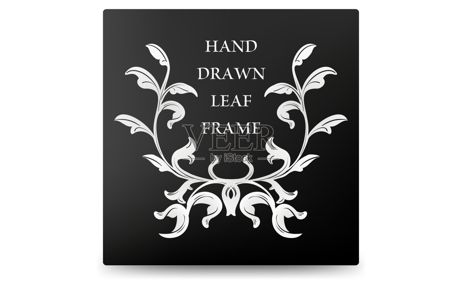 框架材料，豪华典雅的叶框架与梯度背景插画图片素材