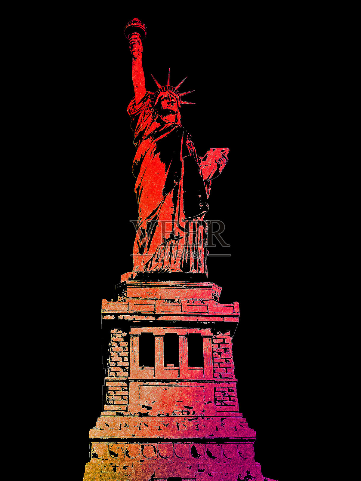 自由女神像丝印插画图片素材