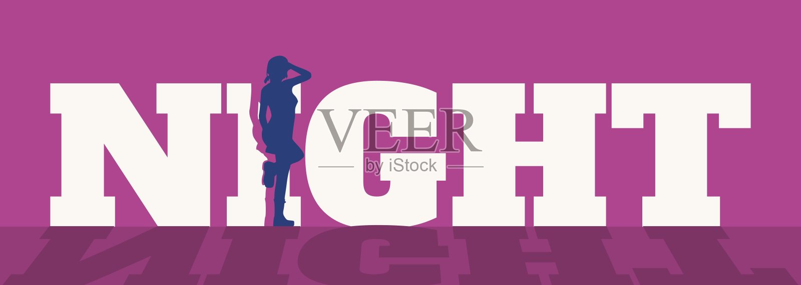 女人的剪影和文字插画图片素材