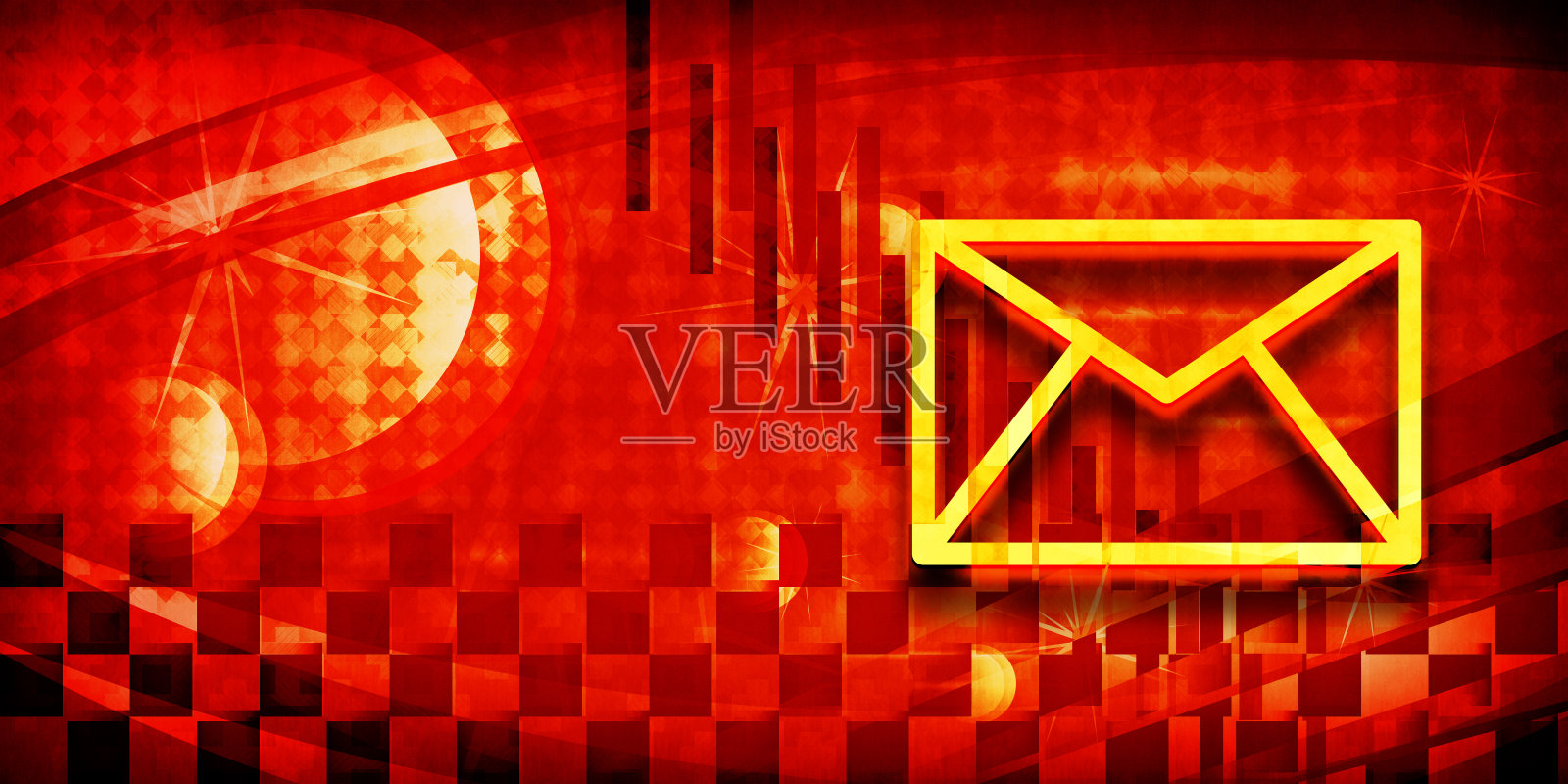 电子邮件图标夏季太阳爆发阳光橙色光横幅背景黑暗插图插画图片素材