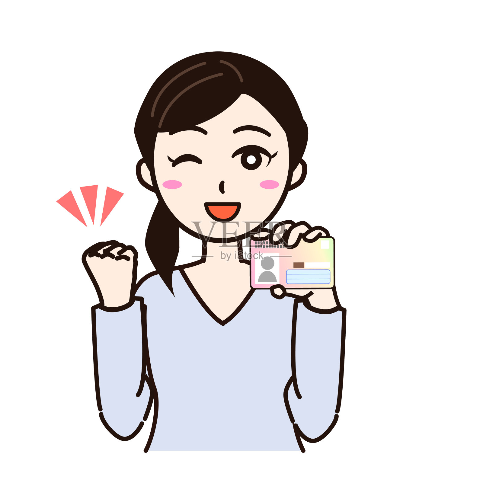持有个人身份证的妇女插画图片素材