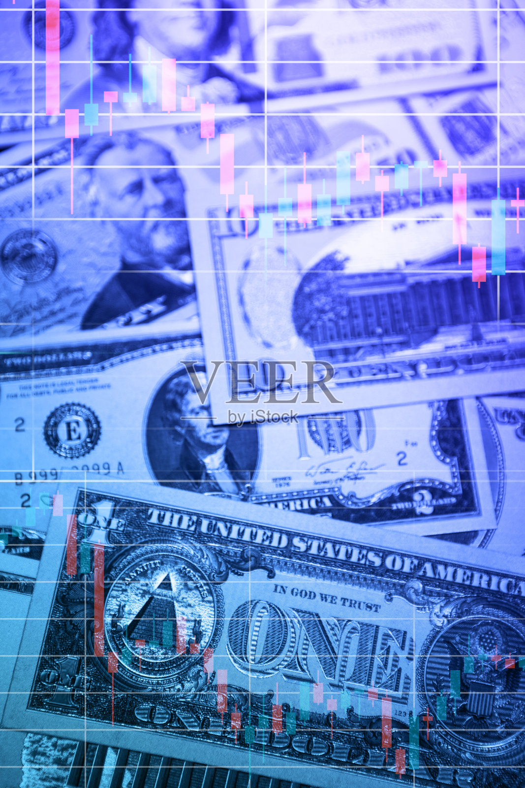 关于美元钞票的图表电子表格。照片摄影图片