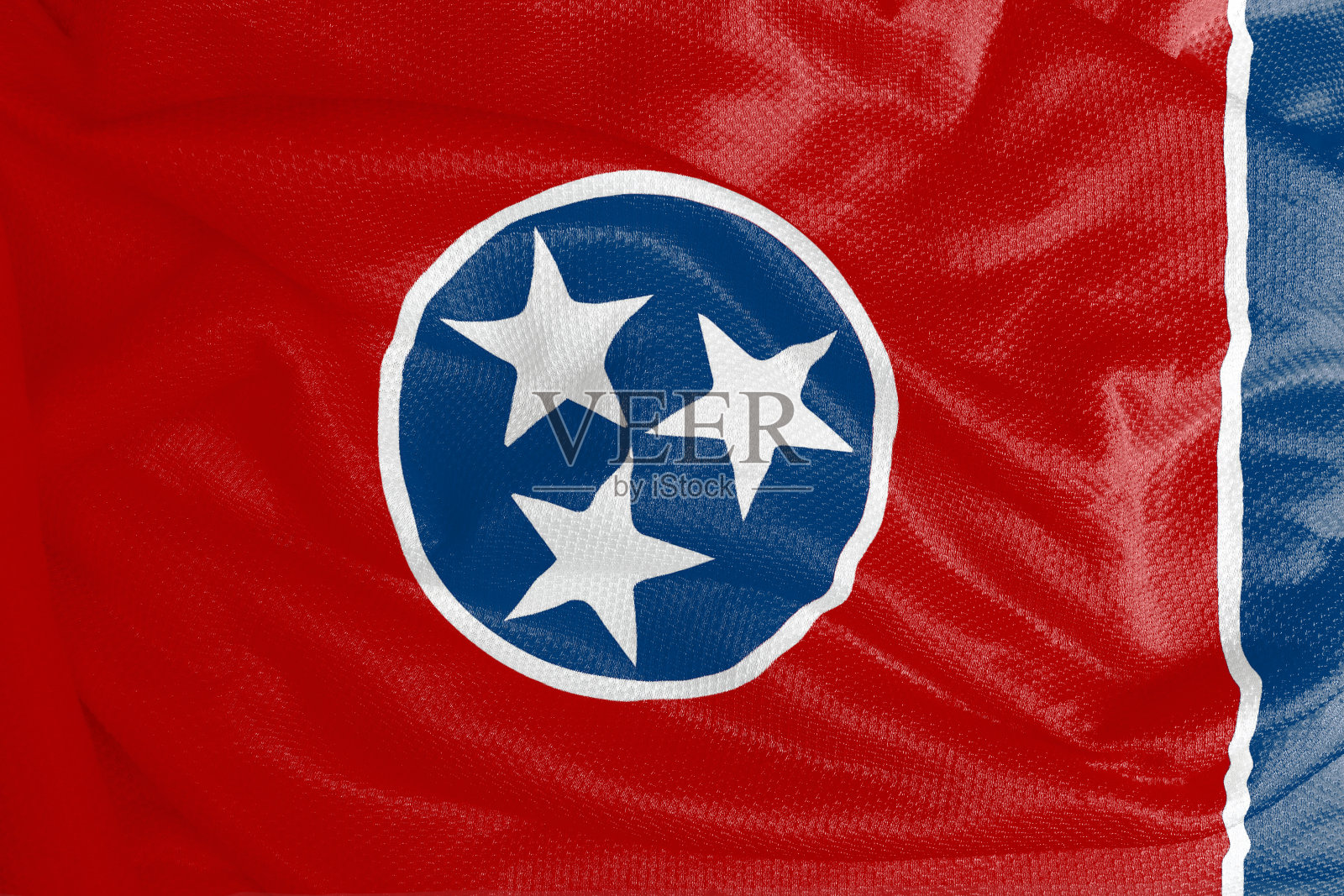 田纳西旗飘扬在纹理织物上照片摄影图片