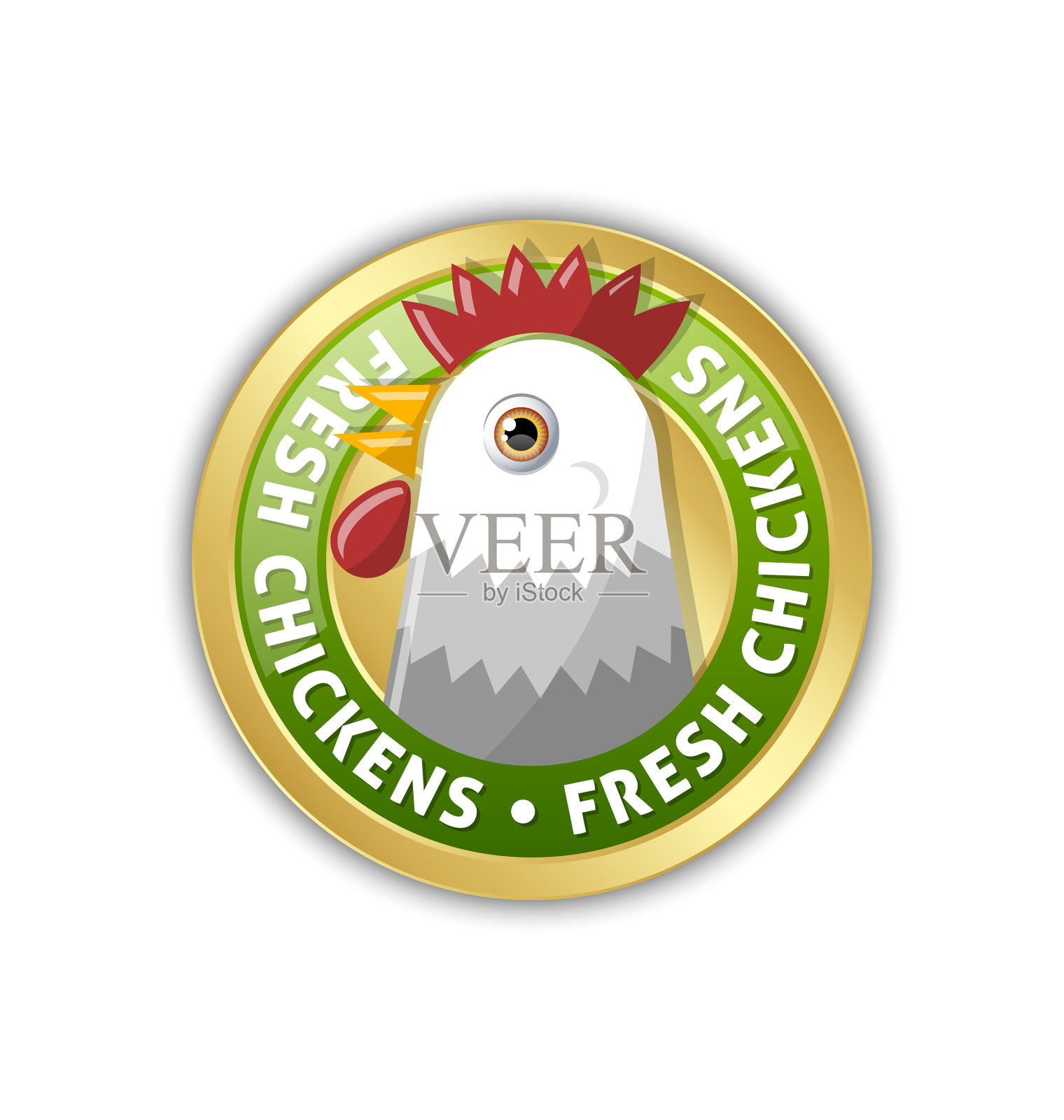 带有鸡头和字母的金色徽章设计元素图片