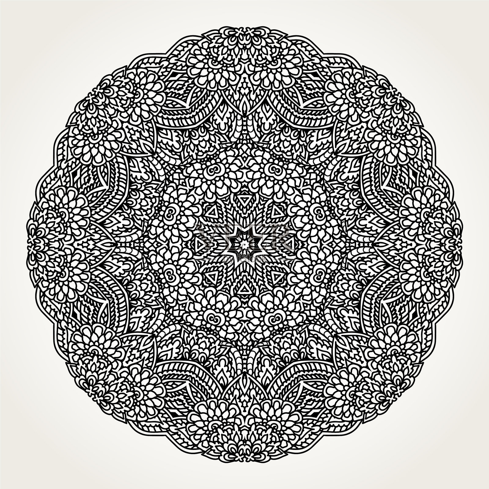 华丽的涂鸦曼荼罗插画图片素材