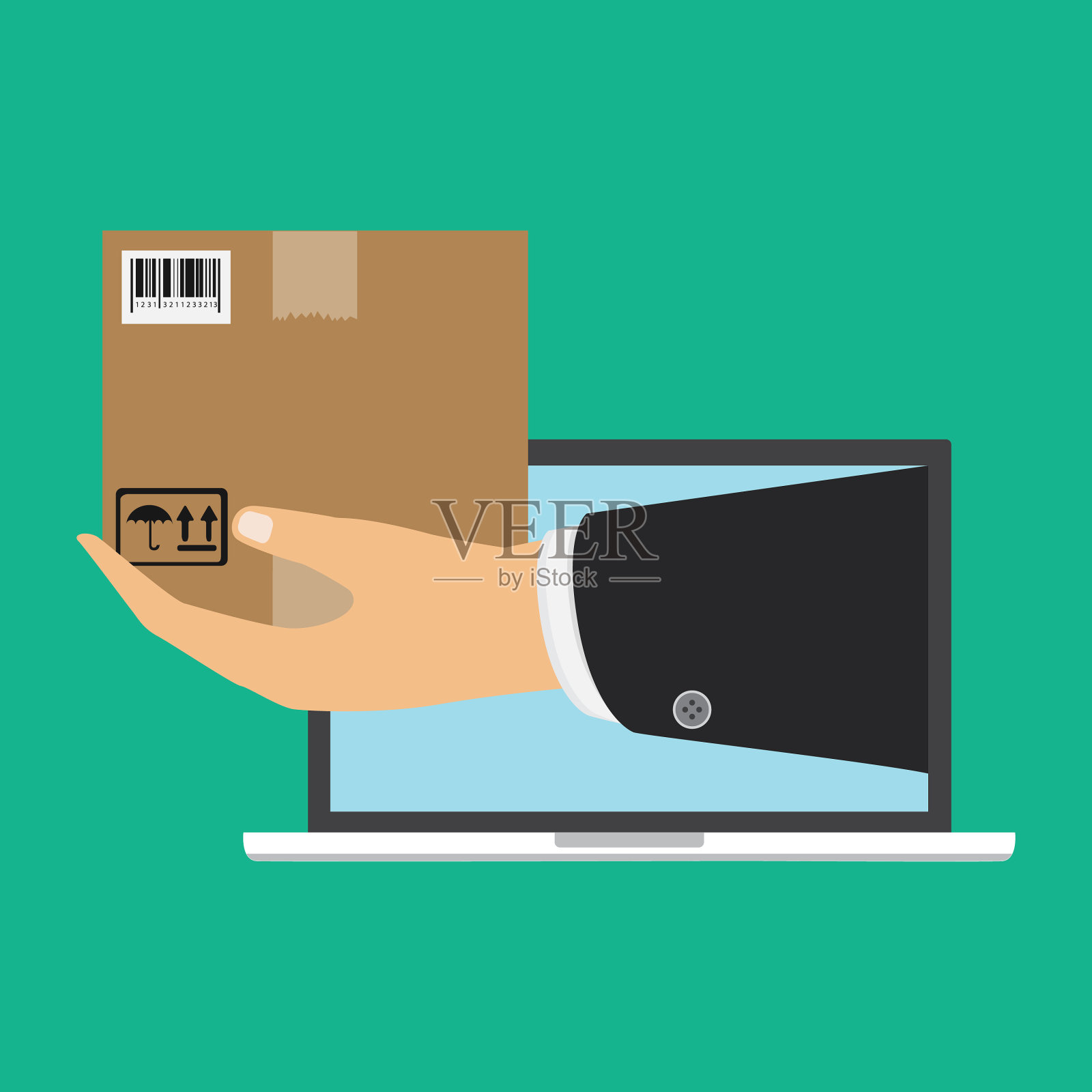 拿包裹的手插画图片素材