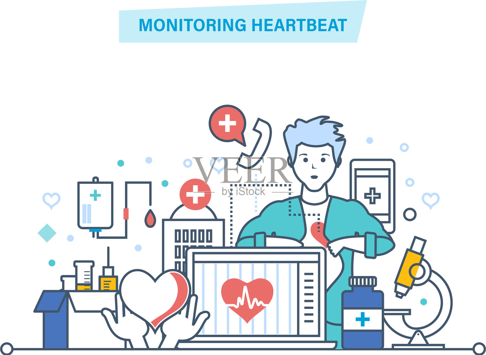 监控心跳服务医疗保健计算机设计元素图片