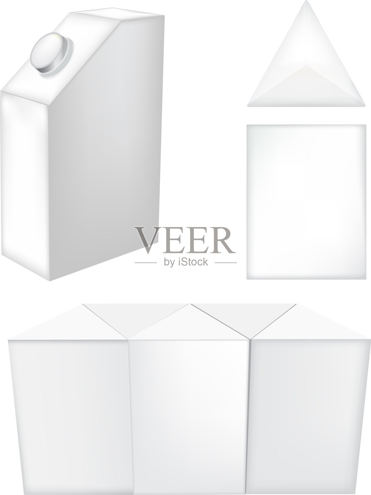 果汁和牛奶空白白色现实盒子设计模板素材