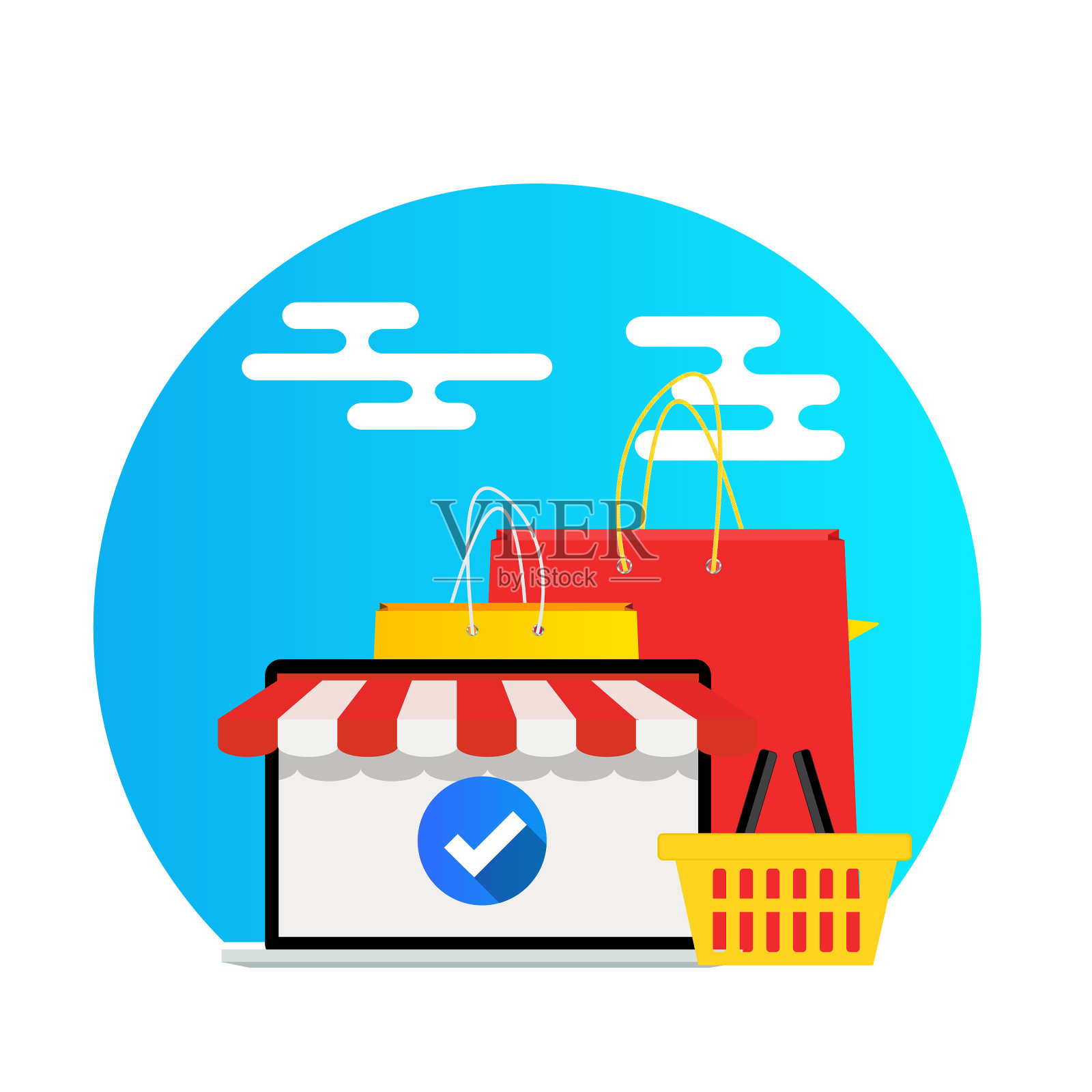 网上购物概念现代平面概念设计元素图片