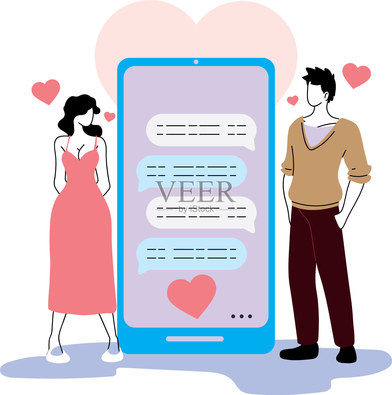 智能手机与情侣虚拟关系设计元素图片