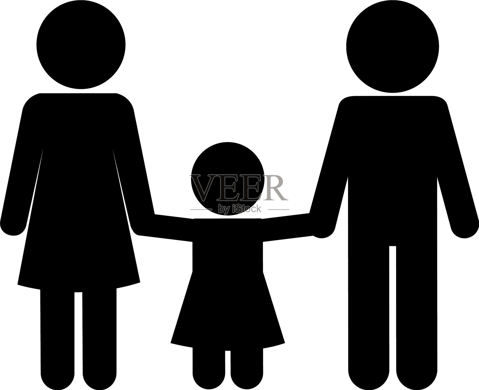 父女头像剪影风格插画图片素材