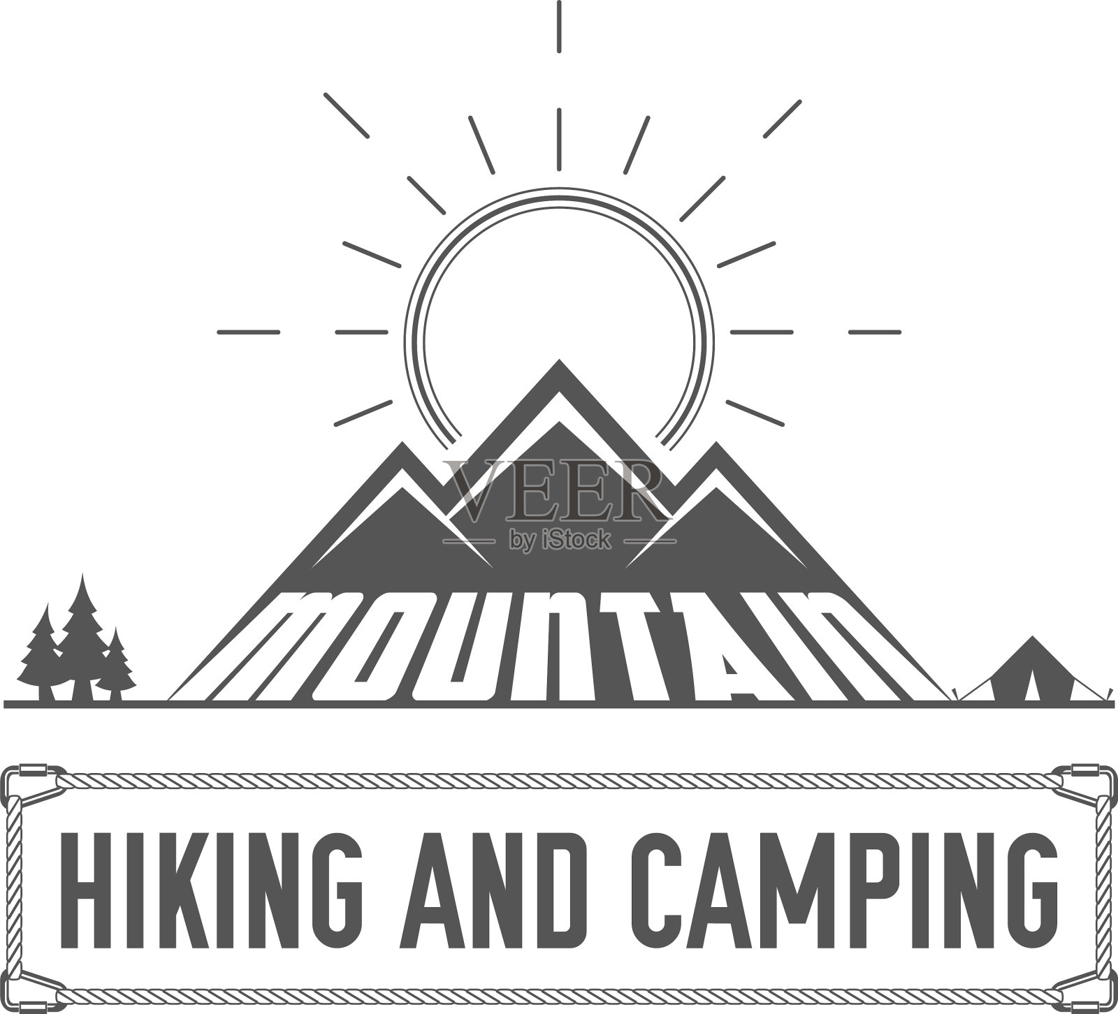 远足和露营-高山俱乐部的标志-图标插画图片素材