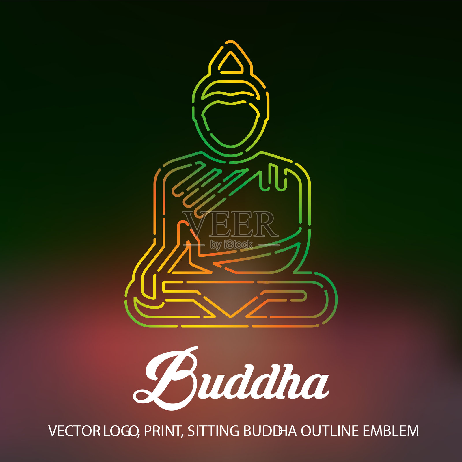 坐佛线条，印纹章插画图片素材