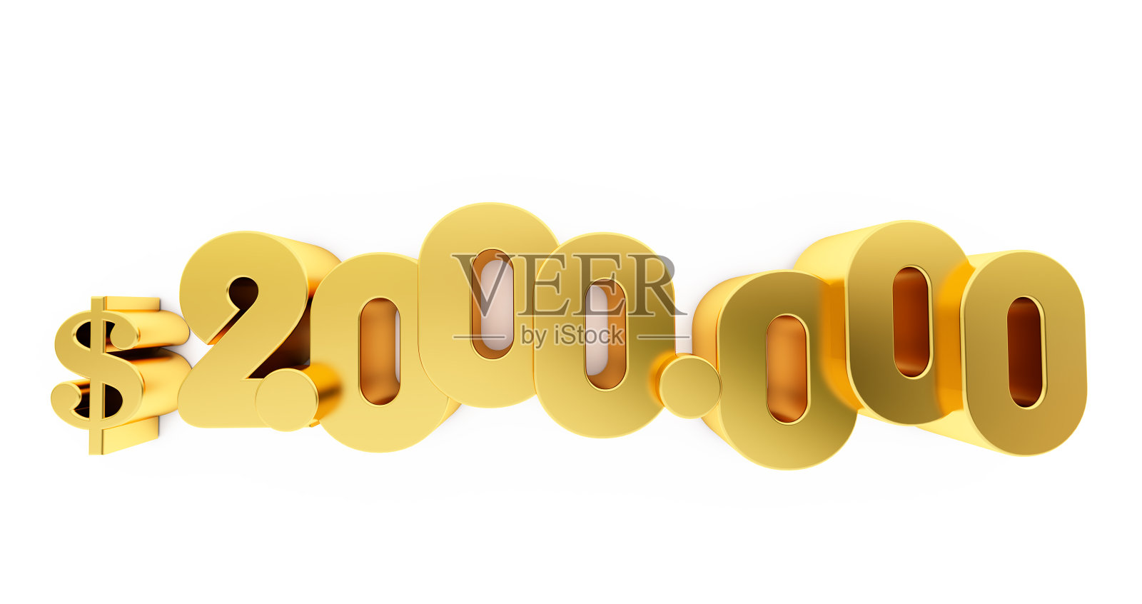 黄金200万(200万)美元的3D渲染。200万，200万照片摄影图片