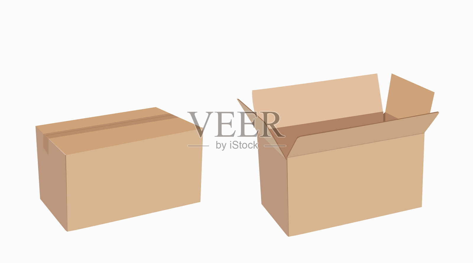 纸箱打开又关上插画图片素材