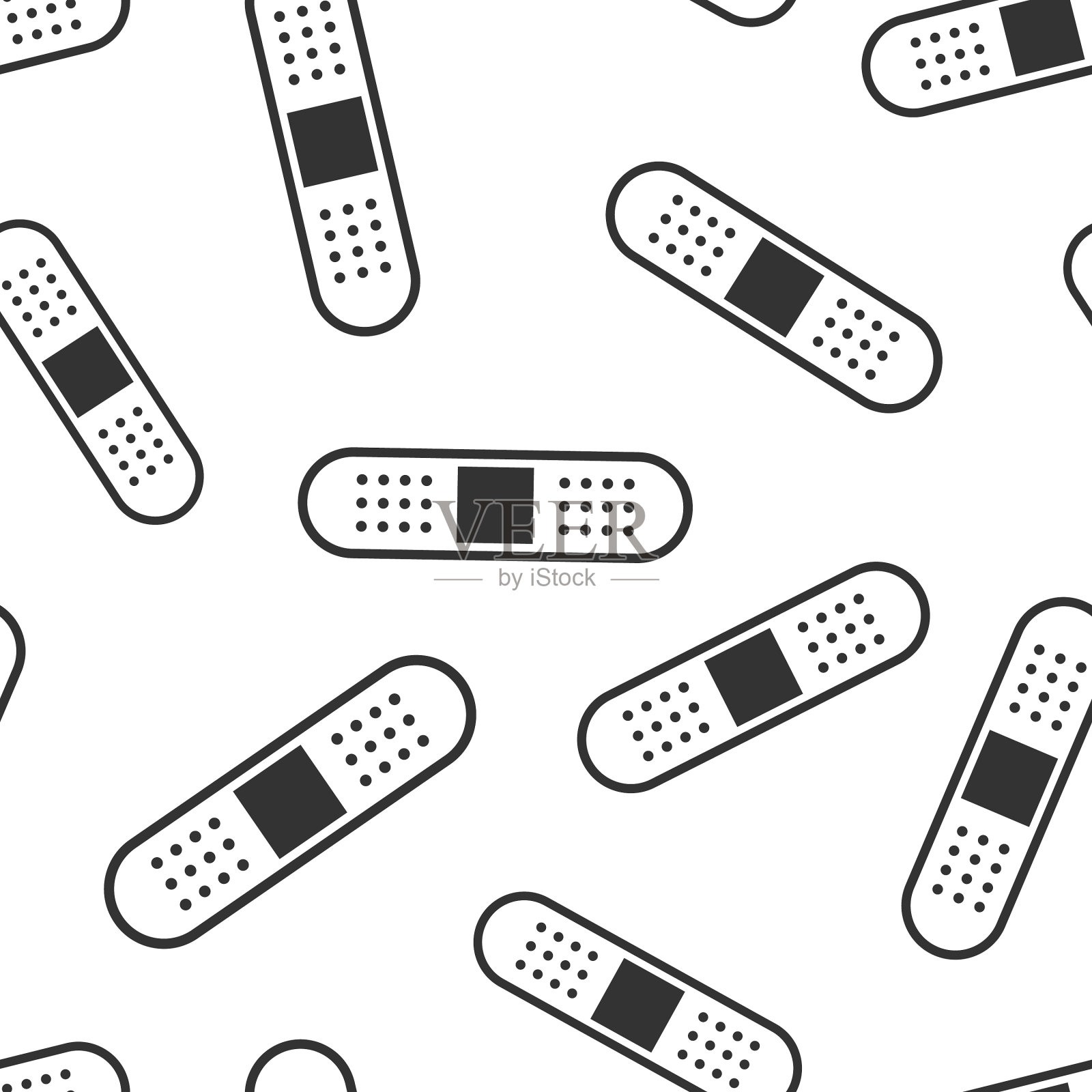 绷带图标在平坦风格石膏上的白色插画图片素材