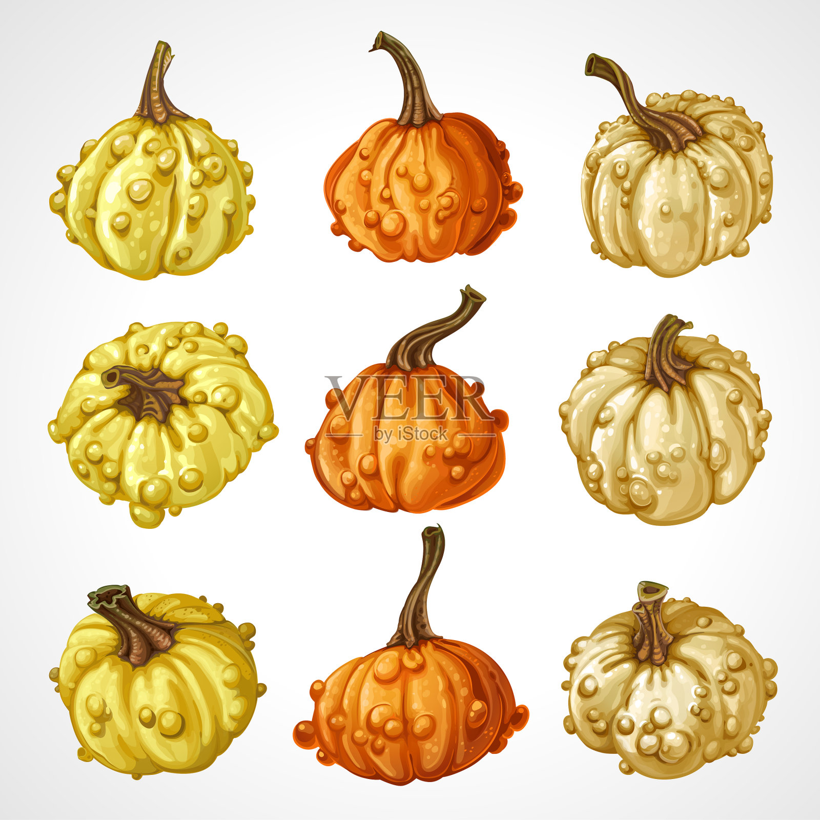大套南瓜不同颜色孤立插画图片素材