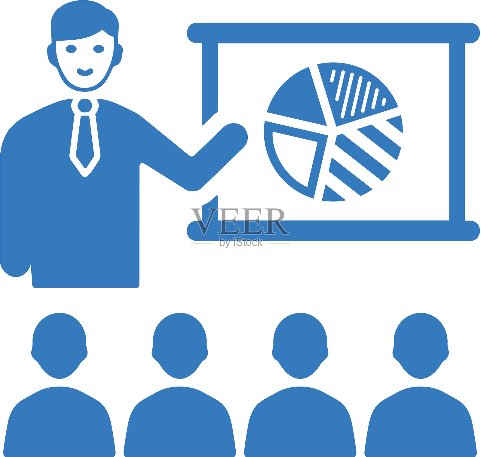 业务表示图标为蓝色图形插画图片素材