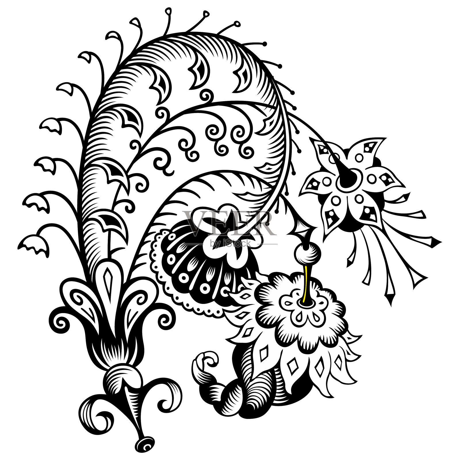 花雕自然元素插画图片素材