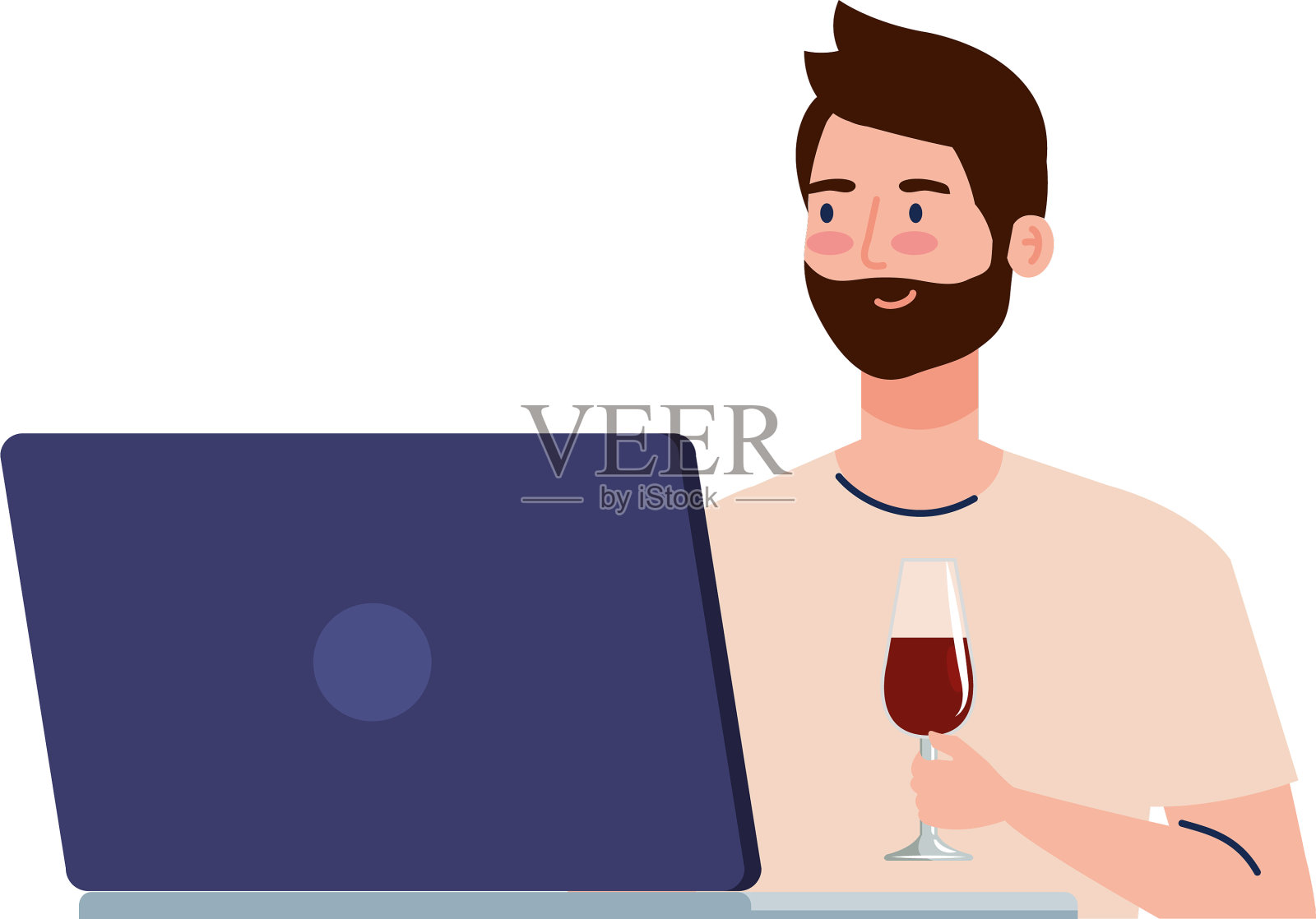 在线派对的人有笔记本电脑有在线派对设计元素图片