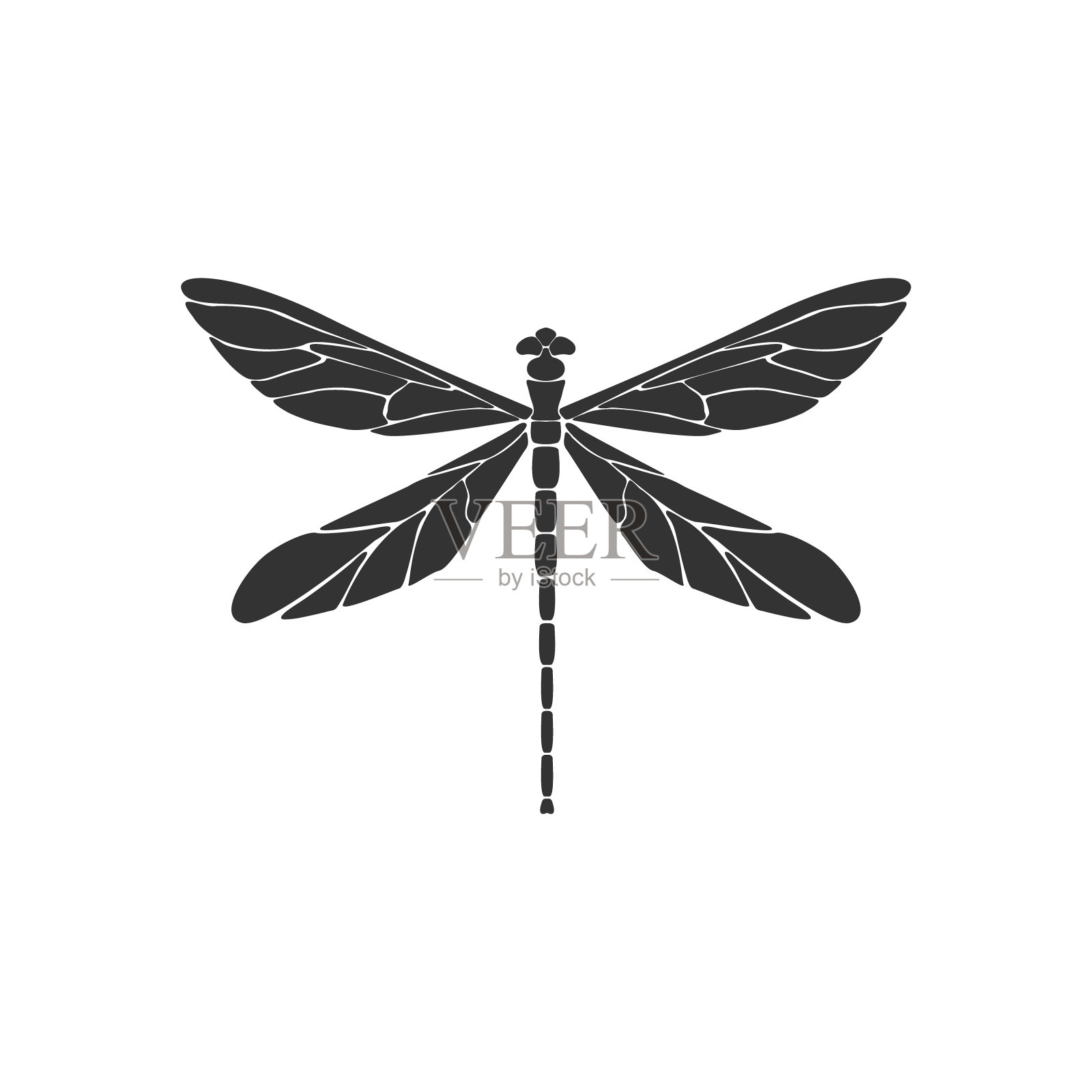 蜻蜓图标概念。白色背景的黑色蜻蜓标志。平面设计。轮廓图标。矢量图插画图片素材