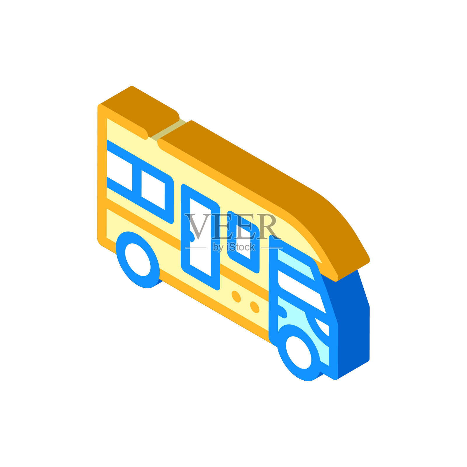 卡车房车轮等距图标矢量插图插画图片素材