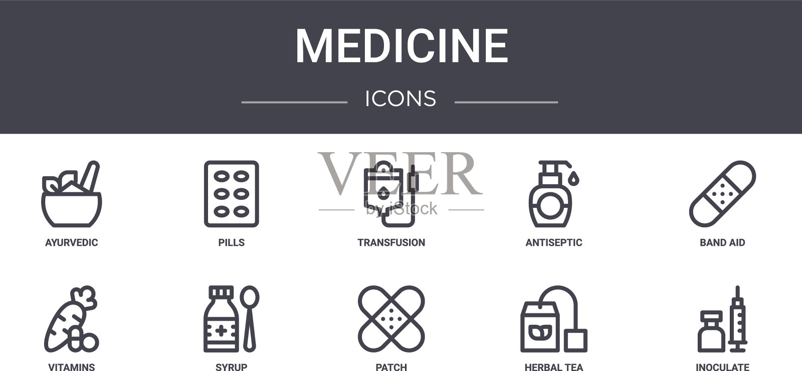医学概念线图标集包含图标图标素材