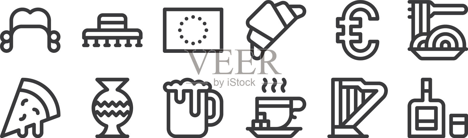 12设置线性欧洲图标细轮廓图标图标素材