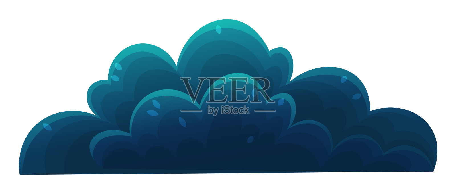 在白色上孤立的灌木或灌木。蓝色卡通森林植被的游戏，网站，横幅插画图片素材