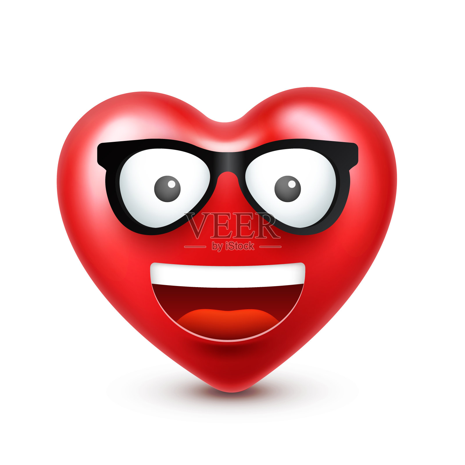 心形微笑表情向量为情人节。有趣的红脸表情和情绪。爱的象征插画图片素材