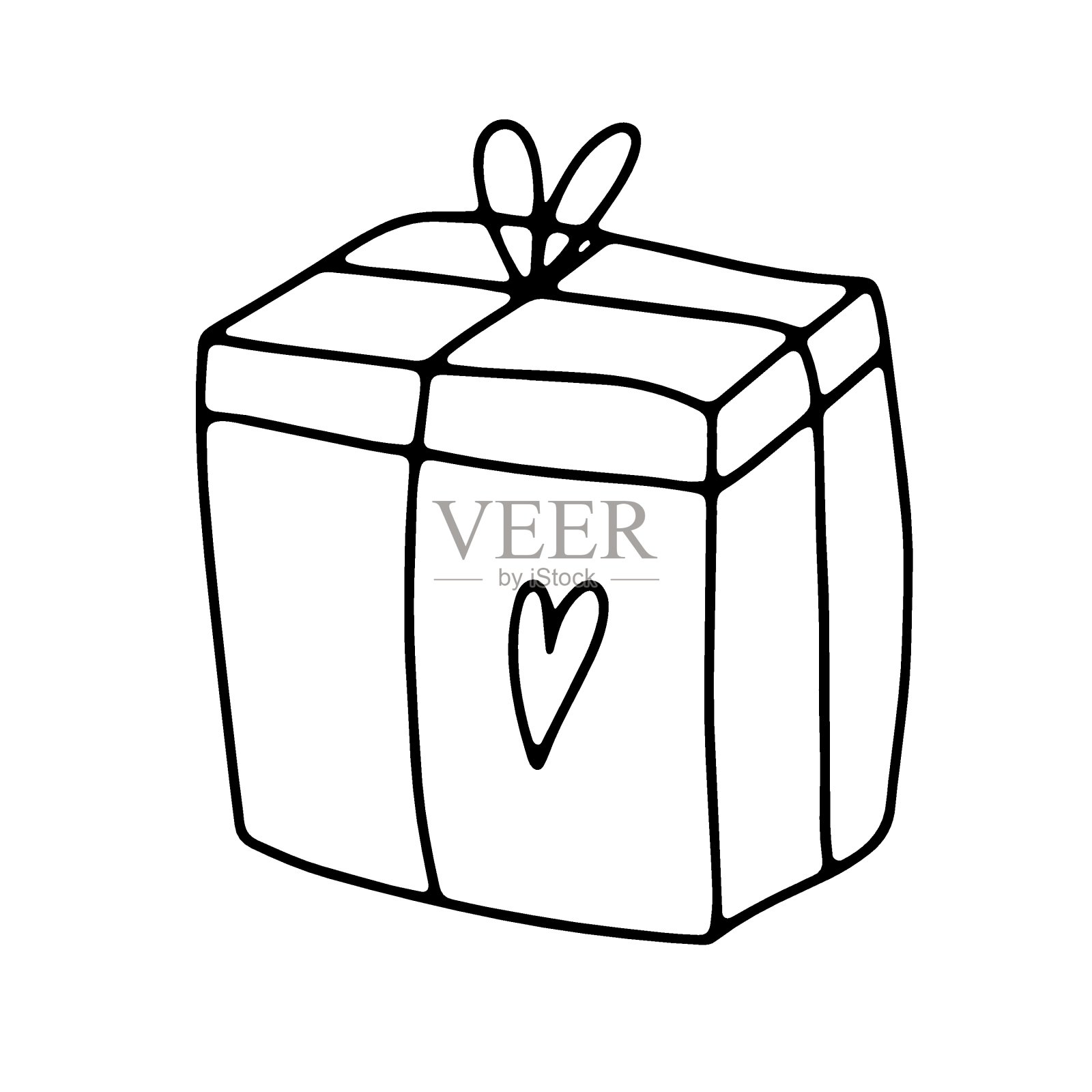 可爱的涂鸦礼物贴纸插画图片素材