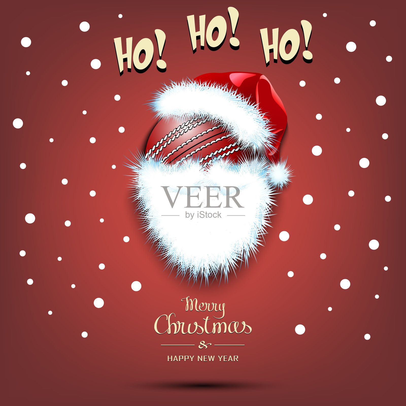 新年快乐。圣诞老人形状的板球插画图片素材