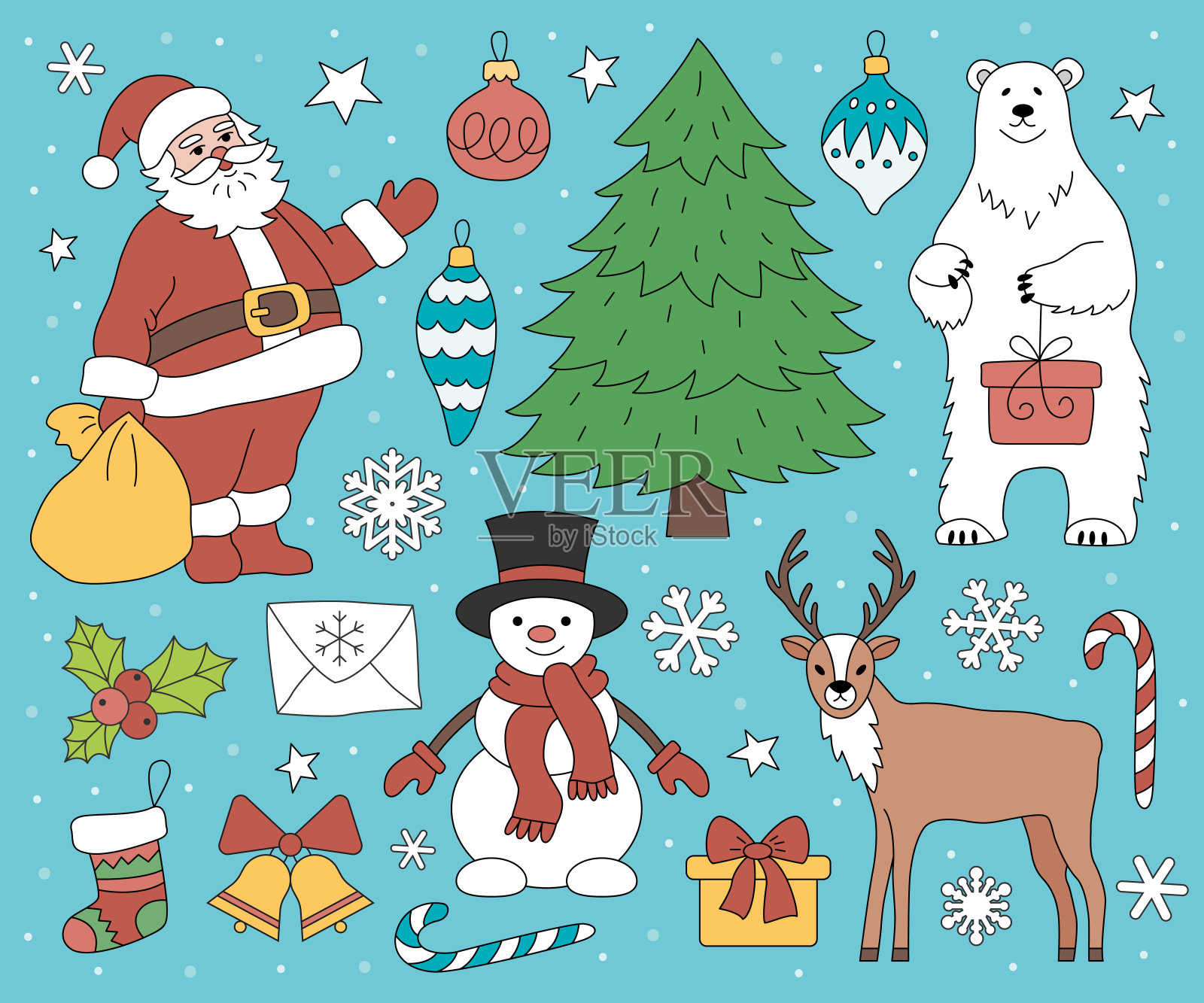 圣诞元素的集合。插画图片素材