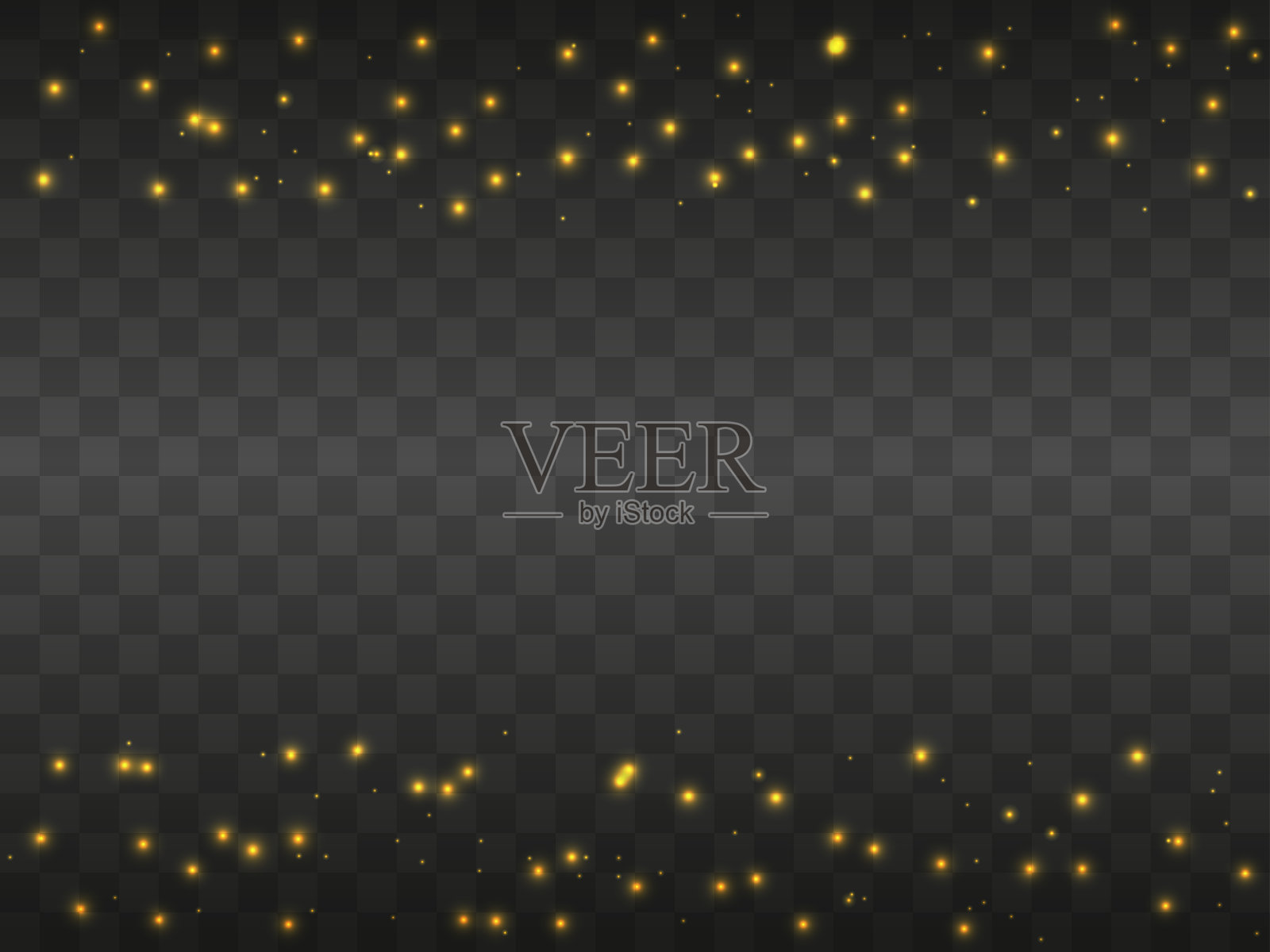 在透明背景上发光的光。发光的粒子，神奇的发光。闪闪发光的光。矢量图设计元素图片