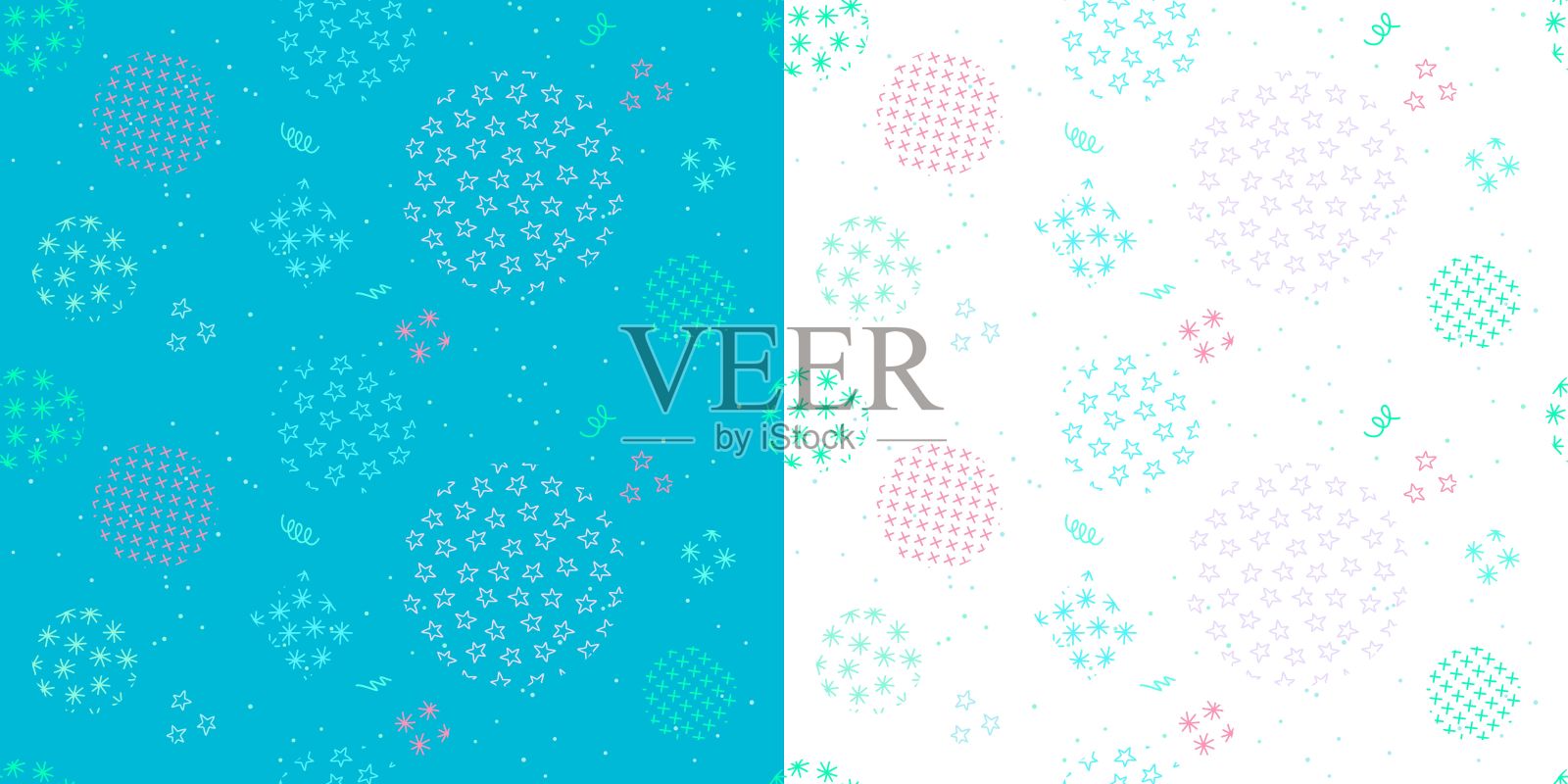 两个创意无缝抽象冬季新年矢量模式插画图片素材