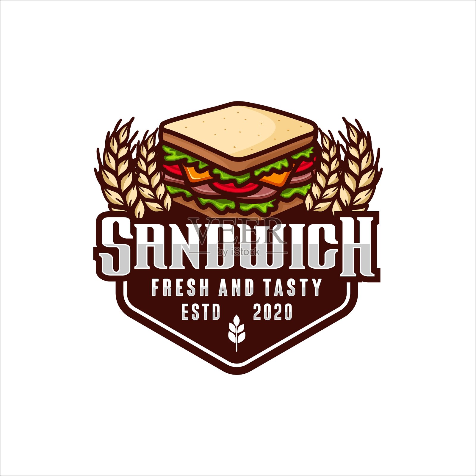 三明治新鲜可口的矢量设计标志插画图片素材